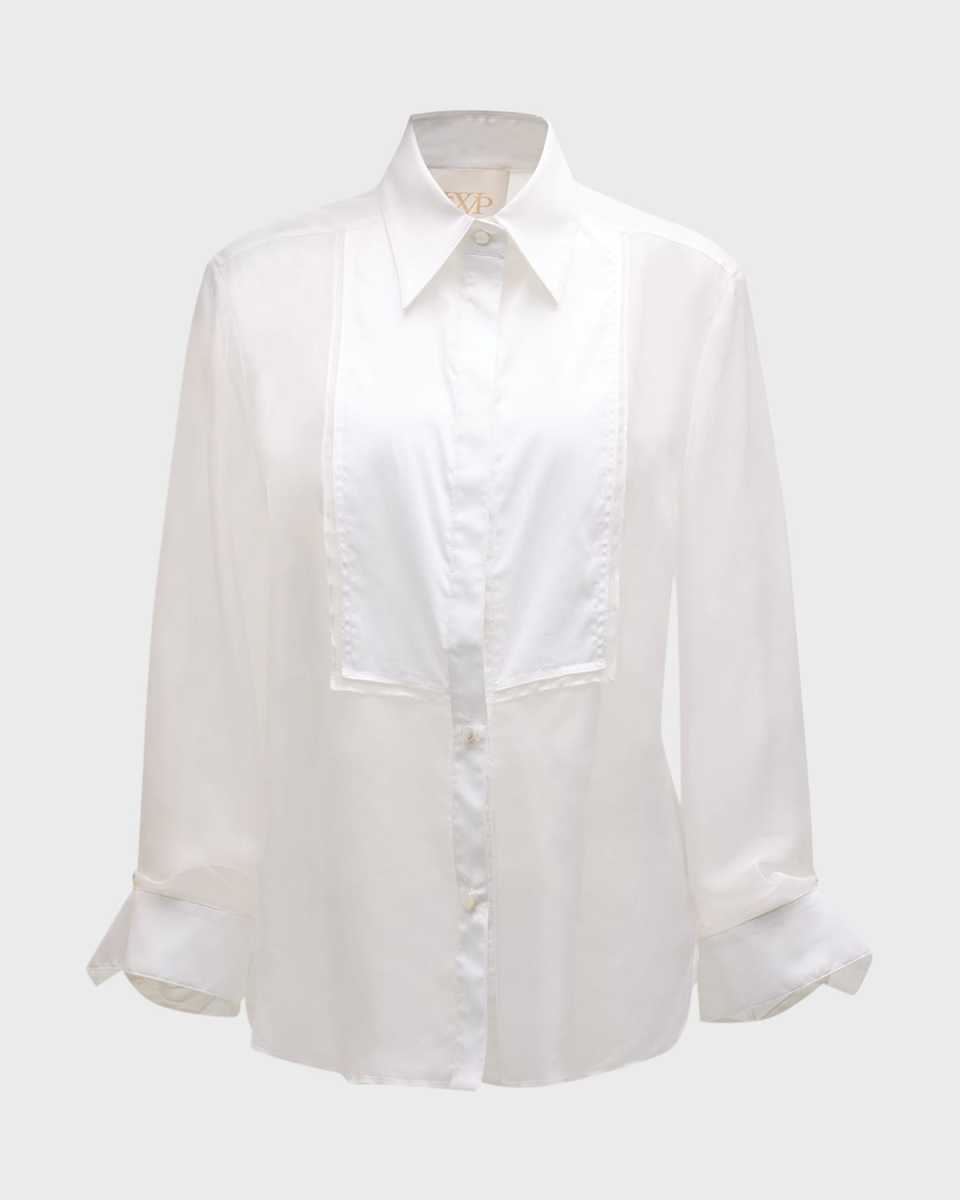 Then Again Silk Organza Tuxedo Shirt